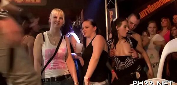  Tons of oral from blondes and massing group sex at night club
